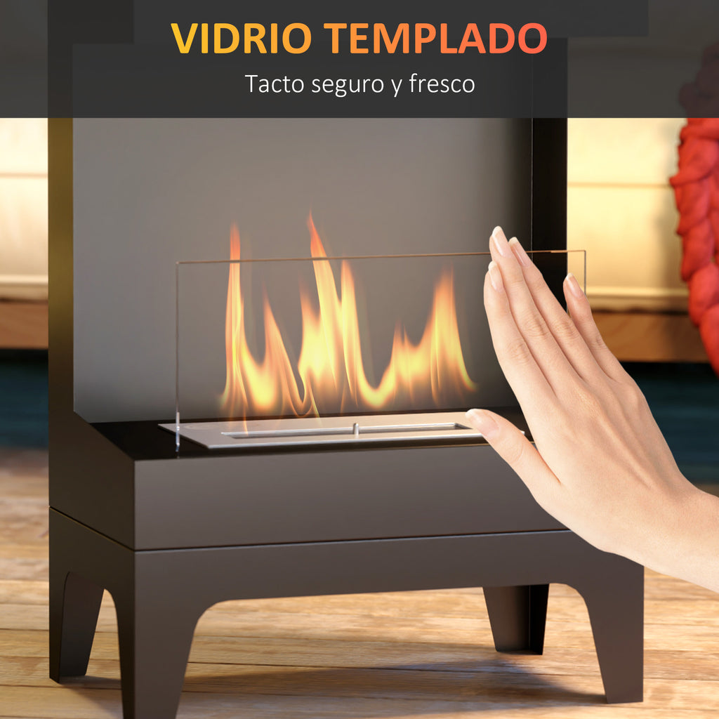 Homcom Steel Bioethanol Fireplace with Glass Homcom 38X22X54 cm Black