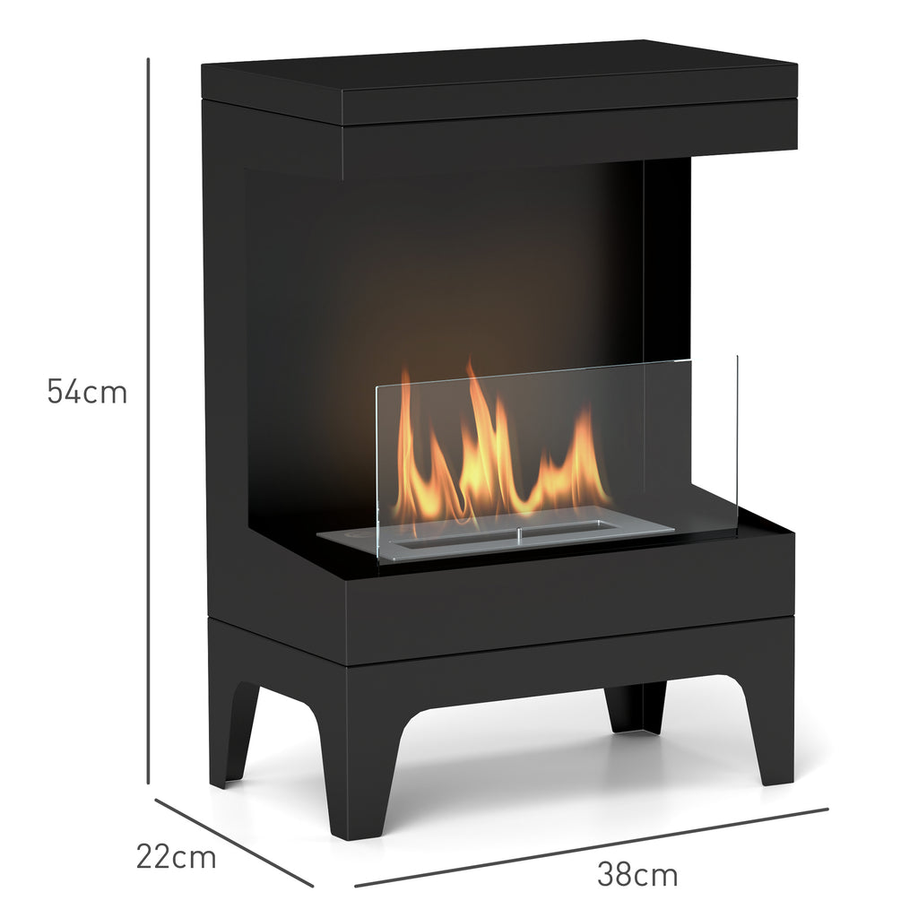 Homcom Steel Bioethanol Fireplace with Glass Homcom 38X22X54 cm Black