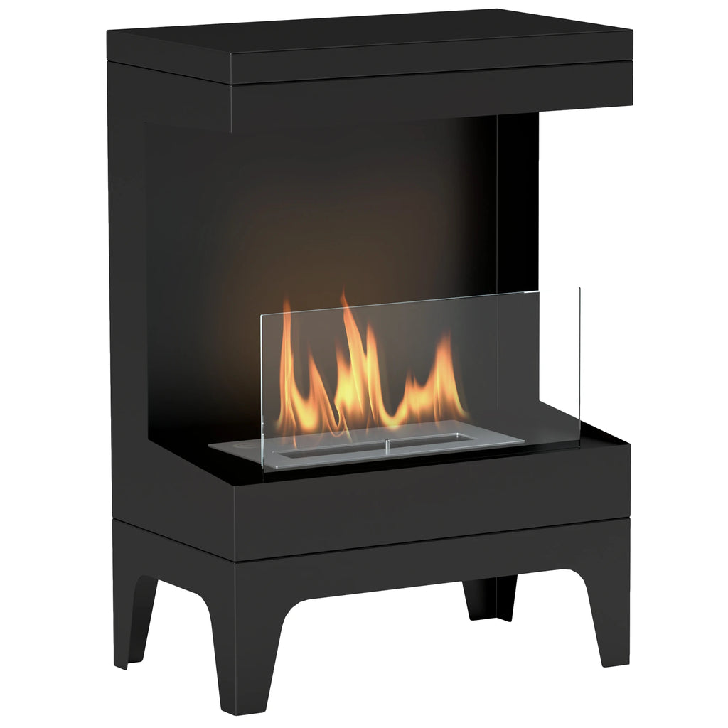 Homcom Steel Bioethanol Fireplace with Glass Homcom 38X22X54 cm Black