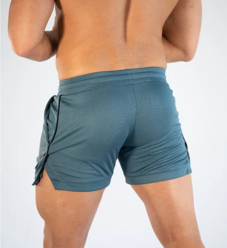 Summer thin mesh sports shorts men's breathable trend muscle fitness training three point pants running casual sports shorts